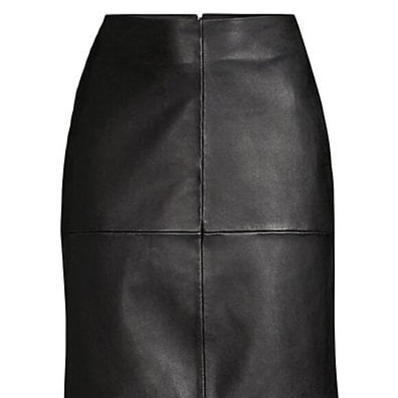 Donna Karan Seamed Leather A-Line Skirt - Picture 1 of 4